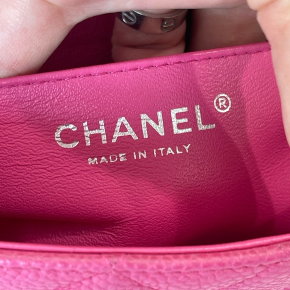 SOLD🚫AUTHENTIC Chanel Hot Pink Caviar Mini Rectangular Flap SHW - Picture 10 of 17
